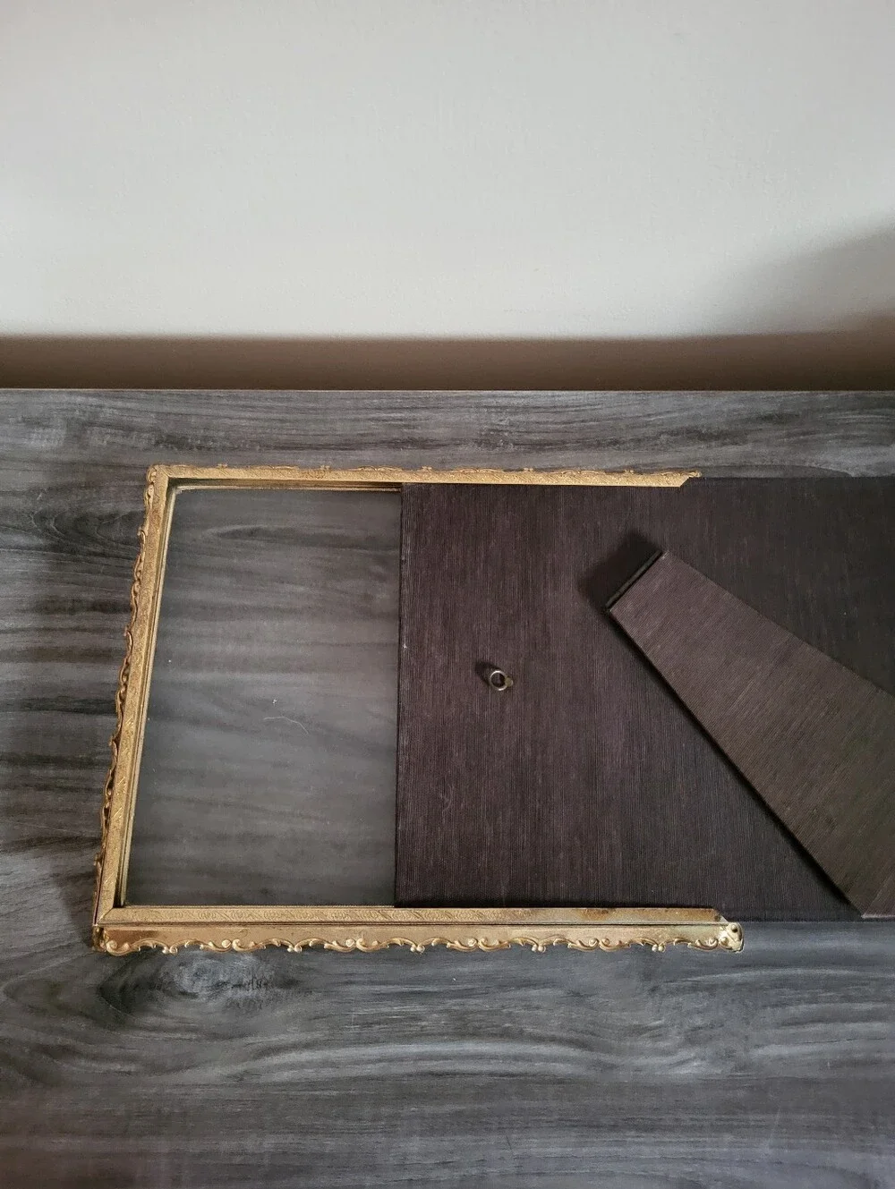 Vintage Gold Metal & Enamel Picture Frame Fits 8x10 Glass Cover